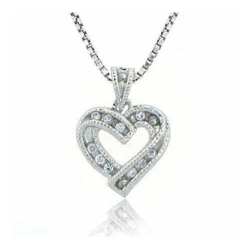 Sterling Silver Designer Created Diamond CZ Heart Pendant