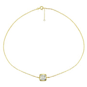 Yellow Gold Flashed Sterling Silver Cubic Zirconia Cushion-cut Bezel-Set Anklet