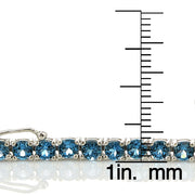Sterling Silver 12.5ct London Blue Topaz 4mm Round Tennis Bracelet