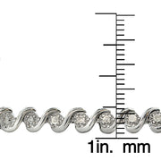 Sterling Silver 1/2 ct tdw Diamond Miracle Set S Design Tennis Bracelet