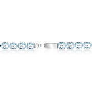 Sterling Silver 19.35ct Blue Topaz 7x5mm Oval Tennis Bracelet