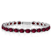 Sterling Silver 22ct Created Ruby 7x5mm Oval Tennis Bracelet