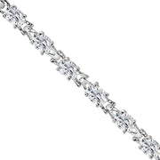 Sterling Silver Polished Created White Sapphire 6x4mm Oval-cut Link Tennis Bracelet