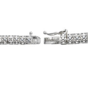 Sterling Silver Polished Square Diamond Accent Fashion Bracelet, JK-I3