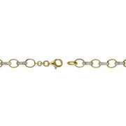 18k Gold over Silver Diamond Accent Circle & Bar Link Bracelet