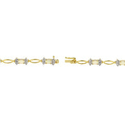 18K Gold Over Sterling Silver Created Opal & Diamond Accent Bow Bracelet