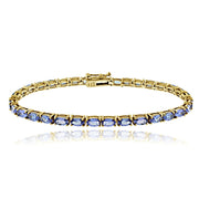 Yellow Gold Flashed Sterling Silver 7.6ct Tanzanite 5x3mm Oval Tennis Bracelet