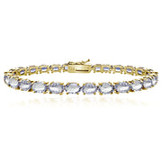 Yellow Gold Flashed Sterling Silver 10ct Tanzanite 6x4mm Oval Tennis Bracelet