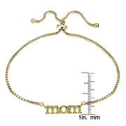 Gold Tone over Sterling Silver Mom Polished Adjustable Bracelet