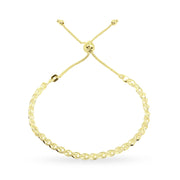 Yellow Gold Flashed Sterling Silver Polished Spiga Chain Adjustable Pull-String Bracelet