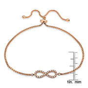 Rose Gold Flashed Silver Cubic Zirconia Infinity Adjustable Bracelet
