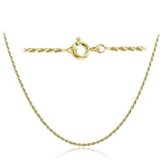 Gold Tone over Silver Italian 1.5mm Twisted Rope Chain Necklace for Pendants 24-Inches