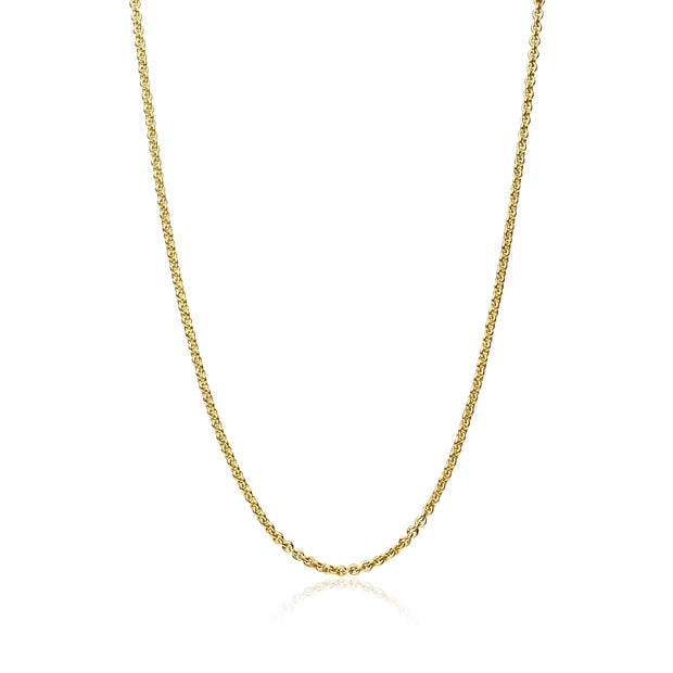 Yellow Gold Flashed Sterling Silver 1mm Thin Cable Rolo Chain Necklace, 16 Inches