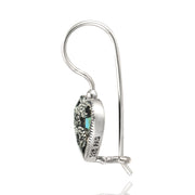 Sterling Silver Created Turquoise & Marcasite Heart Drop Earrings