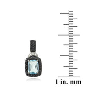 Sterling Silver 3.8ct Blue Topaz & Black Diamond Accent Rectangle Dangle Earrings