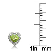 Sterling Silver 1.9ct Peridot and White Topaz Heart Stud Earrings
