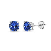 Sterling Silver 5mm Blue Stud Earrings created with Swarovski Crystals