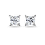 Sterling Silver Created White Sapphire Studded Solitaire Stud Earrings