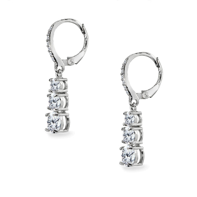 Sterling Silver Cubic Zirconia 3-Stone Journey Dangle