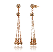 Polished Beads Dangling Chain Drop Earrings