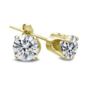 1 ct Round Cut 14K Yellow Gold Diamond Stud Earrings, G-H, I2
