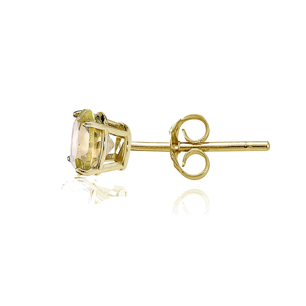 14k Yellow Gold Citrine 5mm Round Stud Earrings
