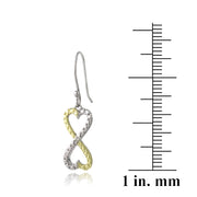 Sterling Silver Two Tone Diamond Accent Infinity Hearts Dangle Earrings