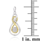 Sterling Silver & Gold Tone Diamond Accent Double Infinity Flower Earrings