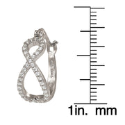 Sterling Silver Cubic Zirconia Infinity Hoop Earrings