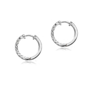 Sterling Silver 2x15mm Diamond-Cut Polished Small Hoop Earrings