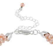 Sterling Silver Freshwater Cultered Pink Pearl Three Row Twisted Necklace