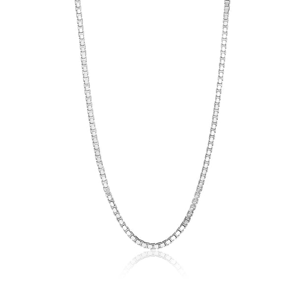 Sterling Silver 1.3mm Box Chain Dainty Necklace, 24 Inches