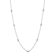 Sterling Silver CZ Station Dainty Chain Necklace, 24 Inches
