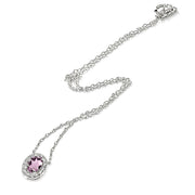 Sterling Silver Created Alexandrite Oval Halo Choker Necklace with CZ Accents