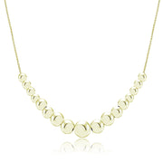 Gold Tone over Sterling Silver Graduated Polished Bead Necklace