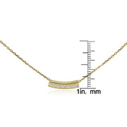 Yellow Gold Flashed Sterling Silver Cubic Zirconia Bar Choker Necklace
