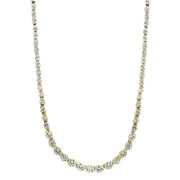 Yellow Gold Flashed Sterling Silver Cubic Zirconia Graduated Bar Tennis Necklace