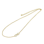 Yellow Gold Flashed Sterling Silver Cubic Zirconia Infinity Figure 8 Sideways Chain Necklace, 16" + Extender