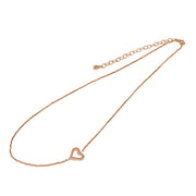 Rose Gold Flashed Sterling Silver Polished Open Heart Sideways Chain Necklace, 16" + Extender