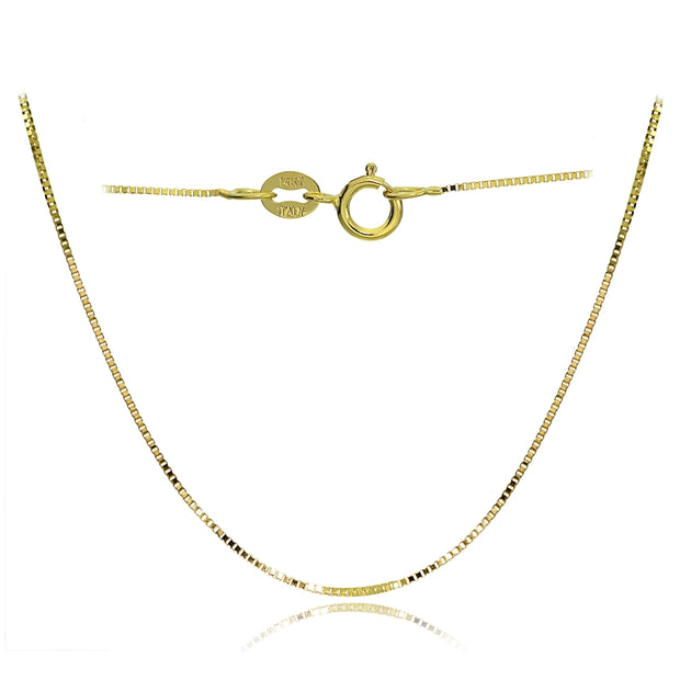 14K Yellow Gold .6mm Box Italian Chain Necklace, 18 Inches