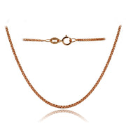 14K Rose Gold .8mm Spiga Wheat Italian Chain Necklace, 16 Inches