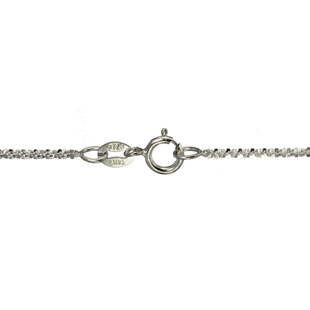 14K White Gold 1.3 Rock Rope Italian Chain Anklet, 20 Inches