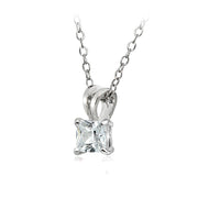 Sterling Silver 1.25ct Cubic Zirconia 6mm Square Solitaire Necklace