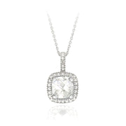 Sterling Silver 3.35ct White Topaz & Diamond Accent Square Necklace