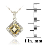 Sterling Silver 2.35ct Citrine & Diamond Accent Diamond Shape Necklace