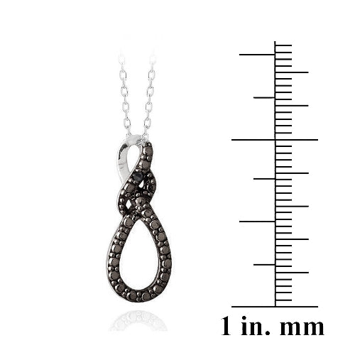 Sterling Silver Black Diamond Accent Infinity Twist Necklace