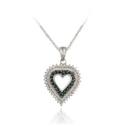 Sterling Silver 1/5ct Black Diamond Open Heart Necklace