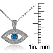 Sterling Silver London Blue Cubic Zirconia Evil Eye Necklace