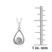 Sterling Silver 1/10ct Diamond Cluster Open Teardrop Necklace