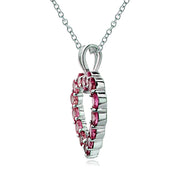 Sterling Silver 2.25 ct Created Ruby Open Heart Necklace